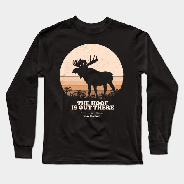 Fiordland Moose - The Hoof is Out There Long Sleeve T-Shirt by Pebblestone